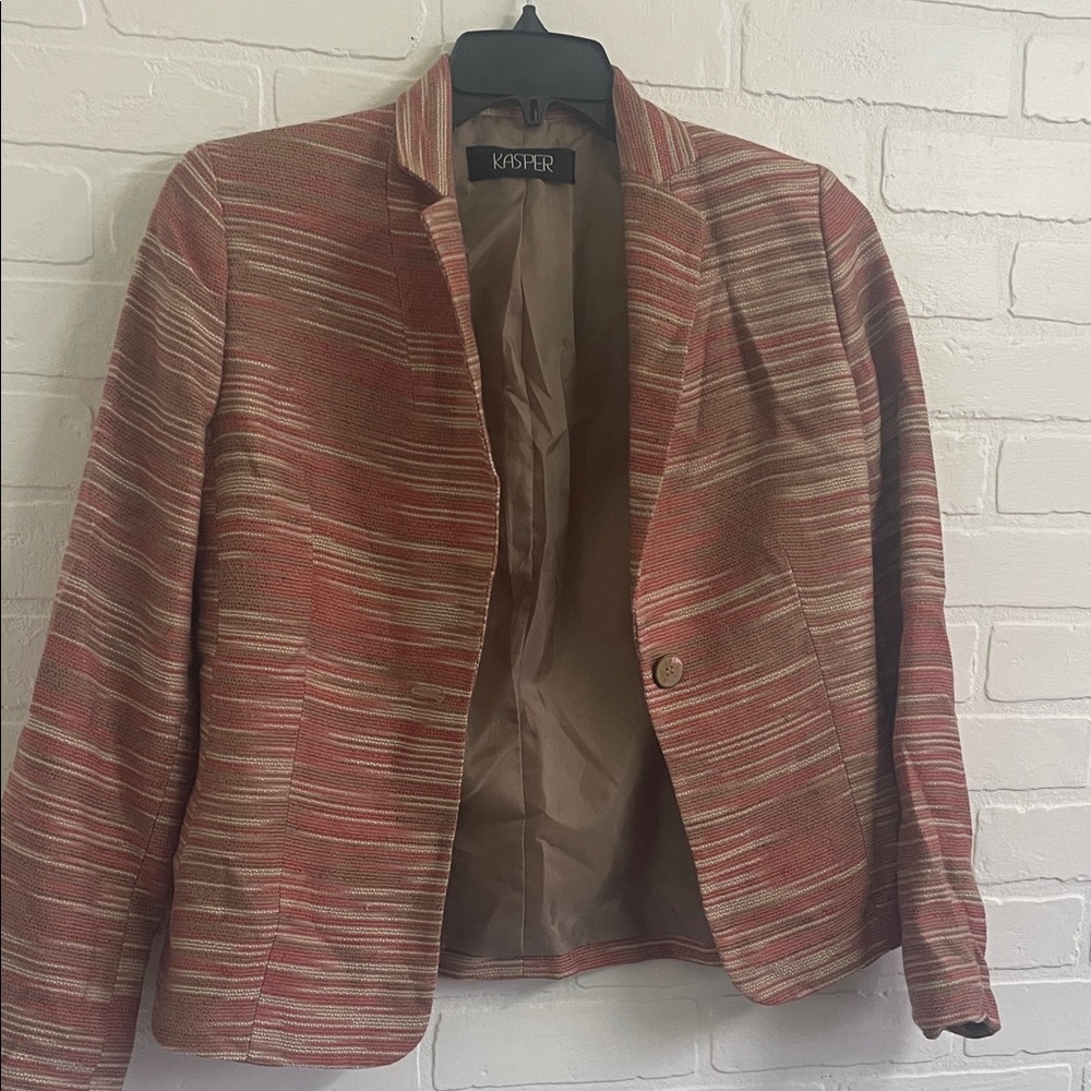 Kasper Red and Tan Patterned Blazer